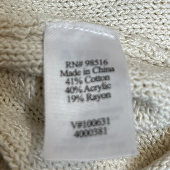 Coldwater Creek Neutral Crochet Trim Pearlized Button Cardigan Size M - Picture 7 of 7